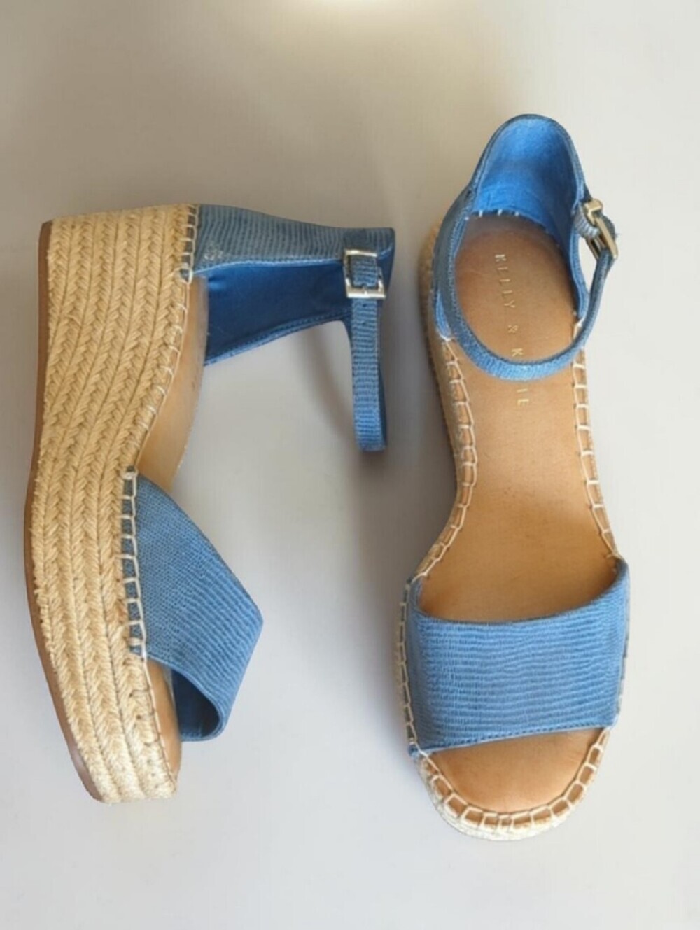 Kelly & Katie Wedgewood Blue Espadrille Wedge Sandals Size 8M